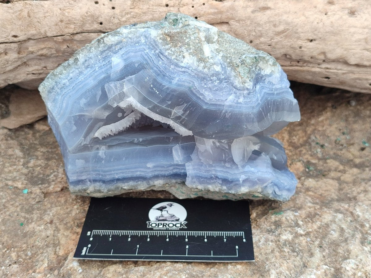Natural Blue Lace Agate Geode Cluster Specimens x 3 From Nsanje, Malawi - Toprock Gemstones and Minerals 
