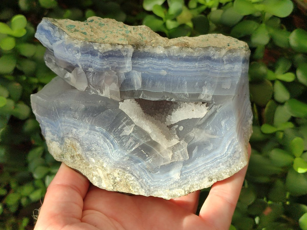Natural Blue Lace Agate Geode Cluster Specimens x 3 From Nsanje, Malawi - Toprock Gemstones and Minerals 