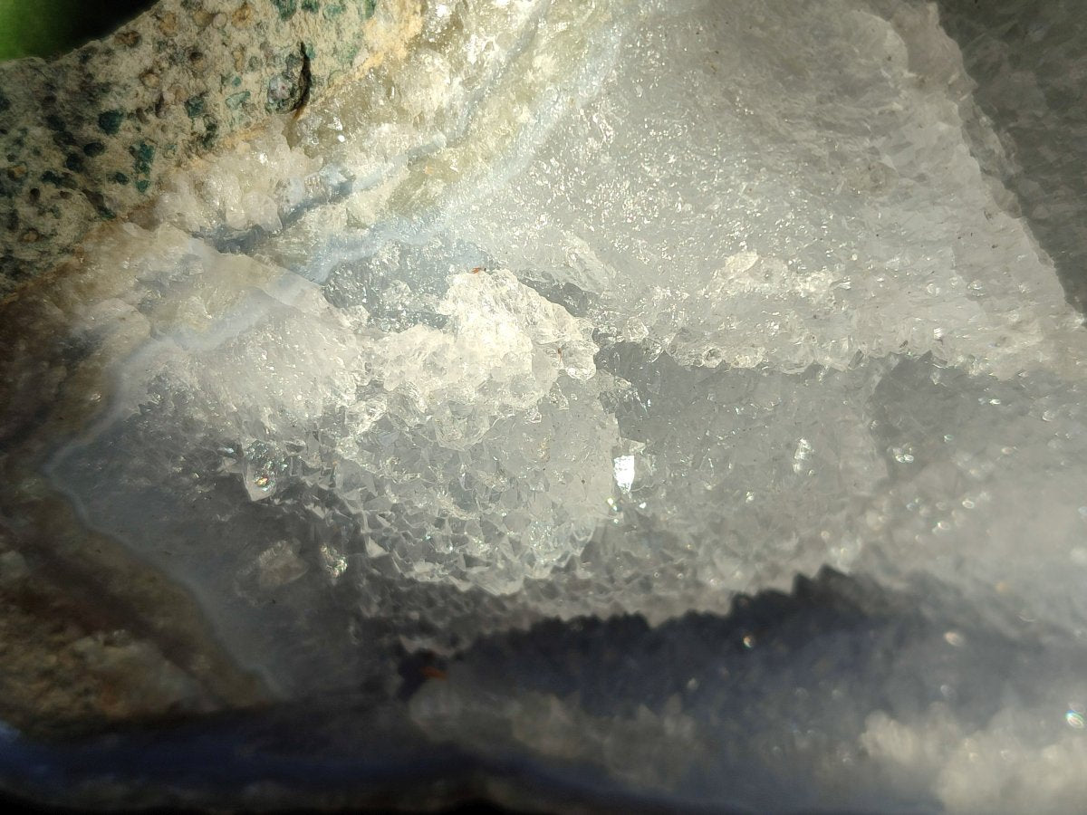 Natural Blue Lace Agate Geode Cluster Specimens x 3 From Nsanje, Malawi - Toprock Gemstones and Minerals 