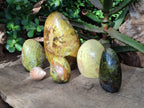 Polished Green Opal Standing Free Forms x 5 From Betroka, Madagascar - Toprock Gemstones and Minerals 