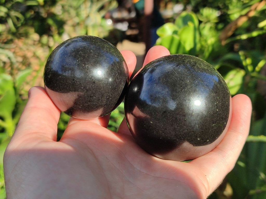 Polished Black Basalt Spheres x 11 From Madagascar - Toprock Gemstones and Minerals 
