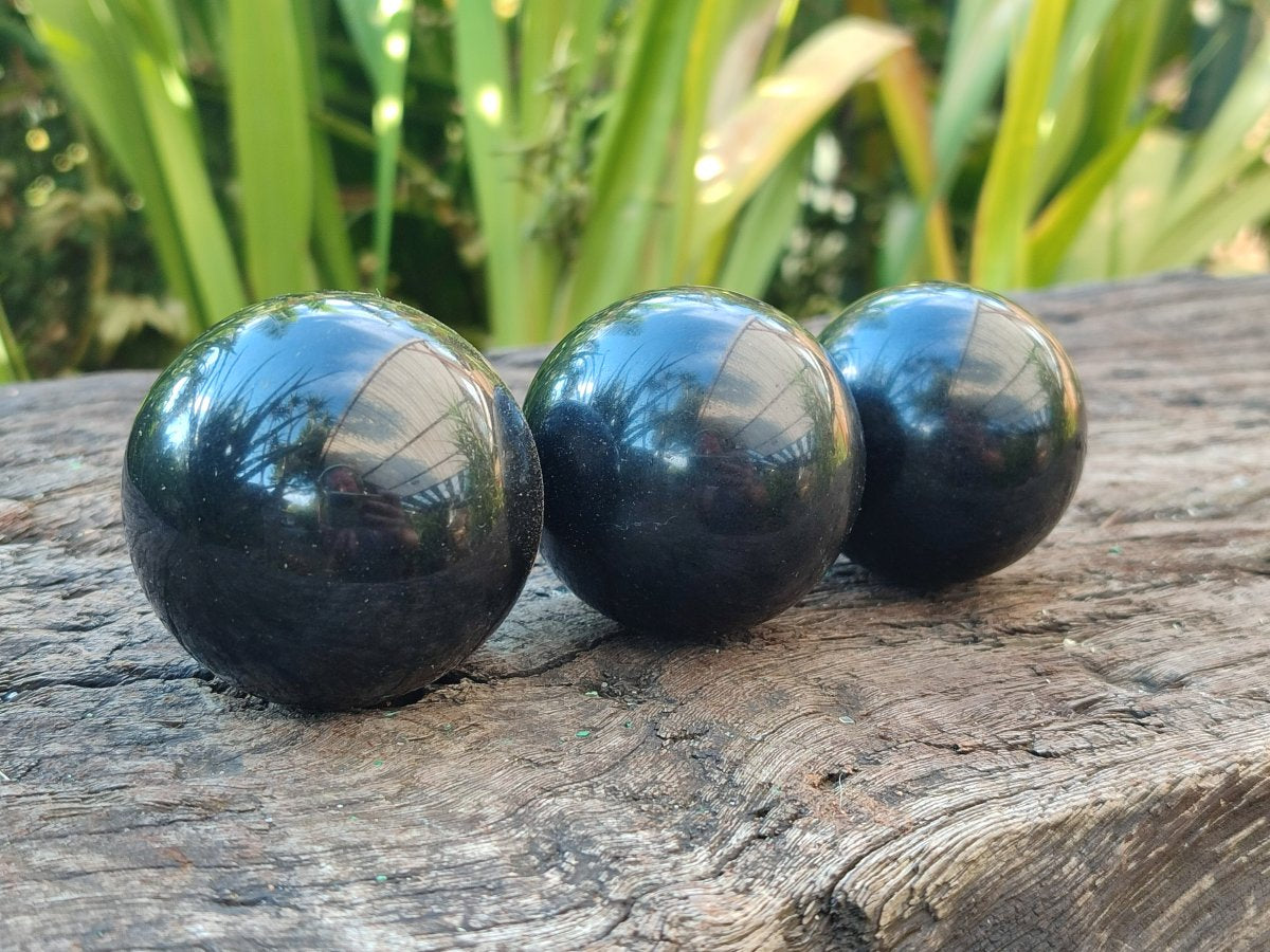 Polished Black Basalt Spheres x 11 From Madagascar - Toprock Gemstones and Minerals 