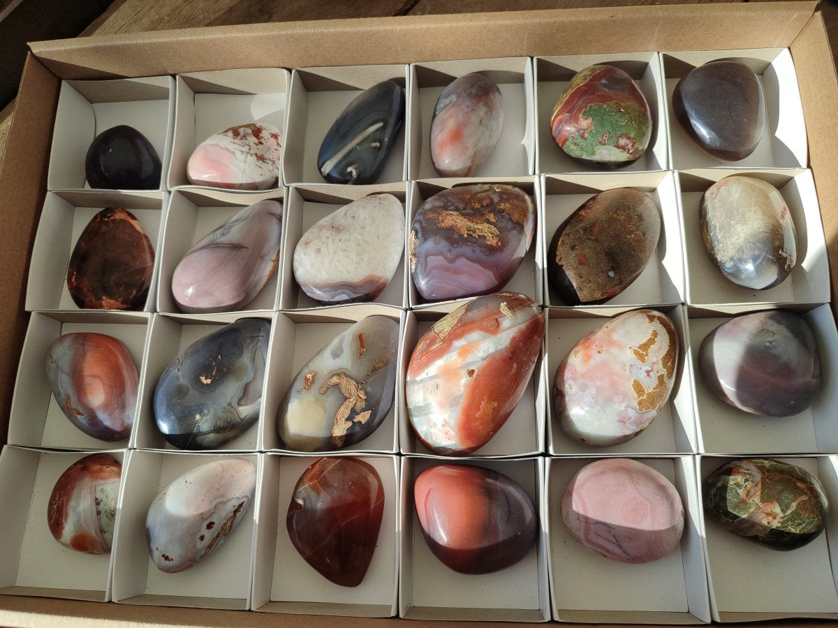 Polished Red Shashe River Agate Free Forms x 24 From Shashe River, Zimbabwe - Toprock Gemstones and Minerals 