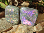 Polished Rare Purple Sunset Flash Labradorite Standing Free Forms x 3 From Madagascar - Toprock Gemstones and Minerals 