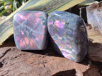 Polished Rare Purple Sunset Flash Labradorite Standing Free Forms x 3 From Madagascar - Toprock Gemstones and Minerals 