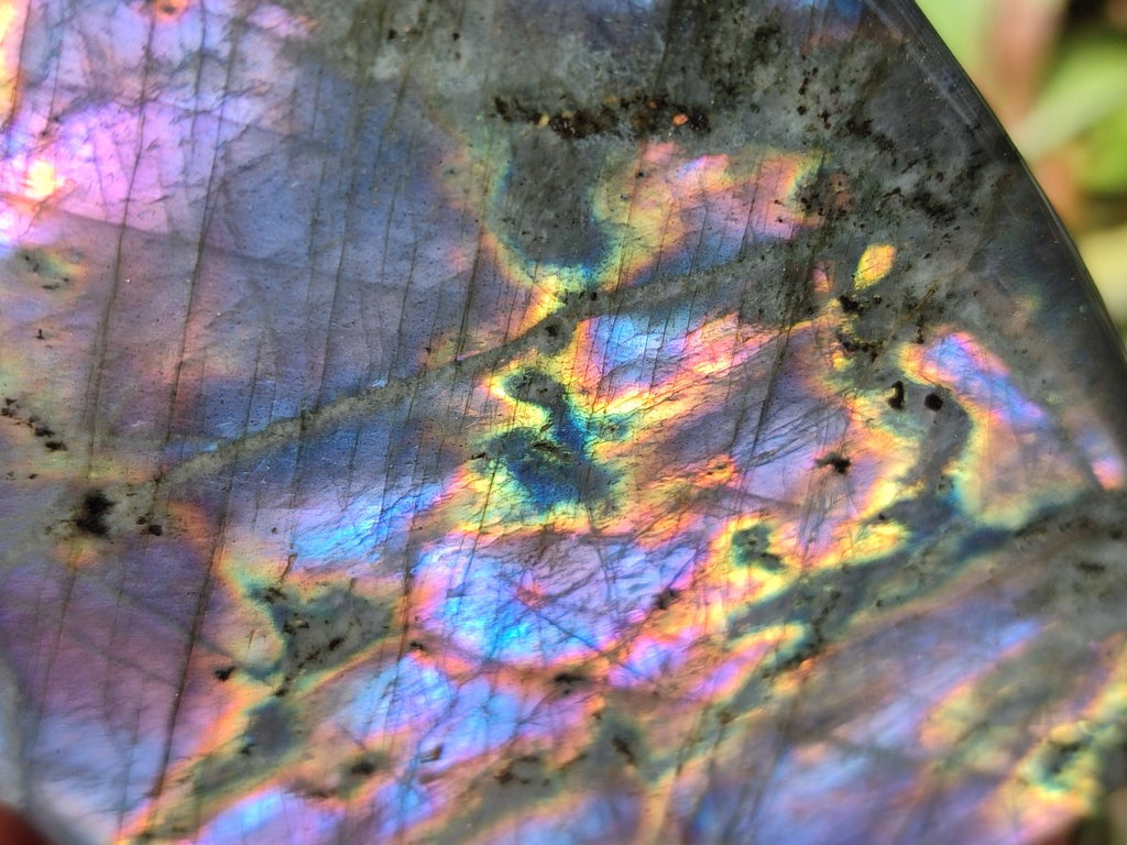 Polished Rare Purple Sunset Flash Labradorite Standing Free Forms x 3 From Madagascar - Toprock Gemstones and Minerals 