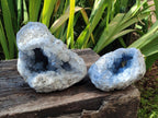 Natural Blue Celestite Geode Specimens x 2 From Sakoany, Madagascar - Toprock Gemstones and Minerals 