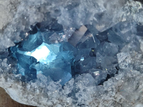 Natural Blue Celestite Geode Specimens x 2 From Sakoany, Madagascar - Toprock Gemstones and Minerals 