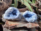 Natural Blue Celestite Geode Specimens x 2 From Sakoany, Madagascar - Toprock Gemstones and Minerals 