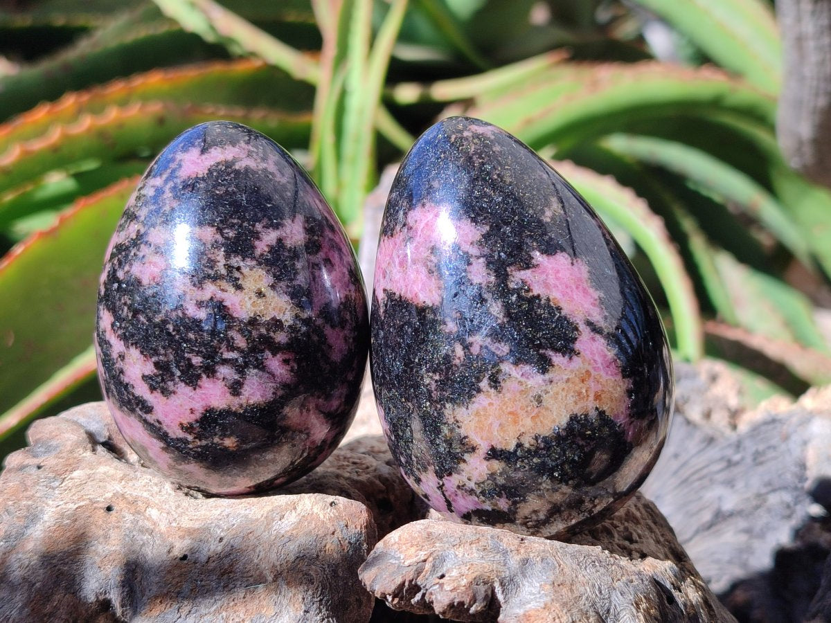 Polished Rhodonite Gemstone Eggs x 7 From Ambindavato, Madagascar - Toprock Gemstones and Minerals 