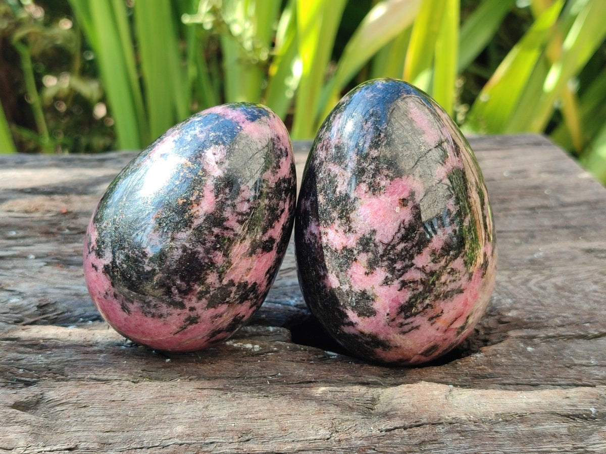 Polished Rhodonite Gemstone Eggs x 7 From Ambindavato, Madagascar - Toprock Gemstones and Minerals 