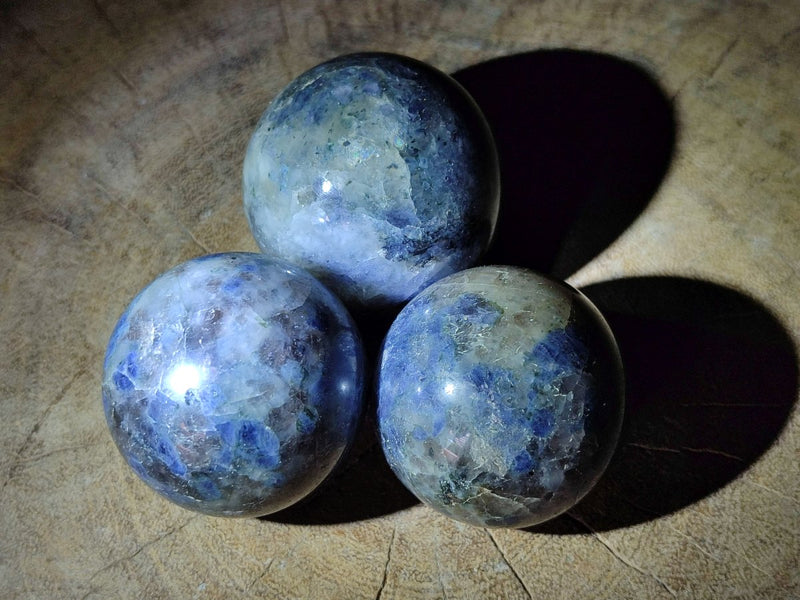 Polished Blue Iolite "Water Sapphire" Spheres x 15 From Madagascar - Toprock Gemstones and Minerals 