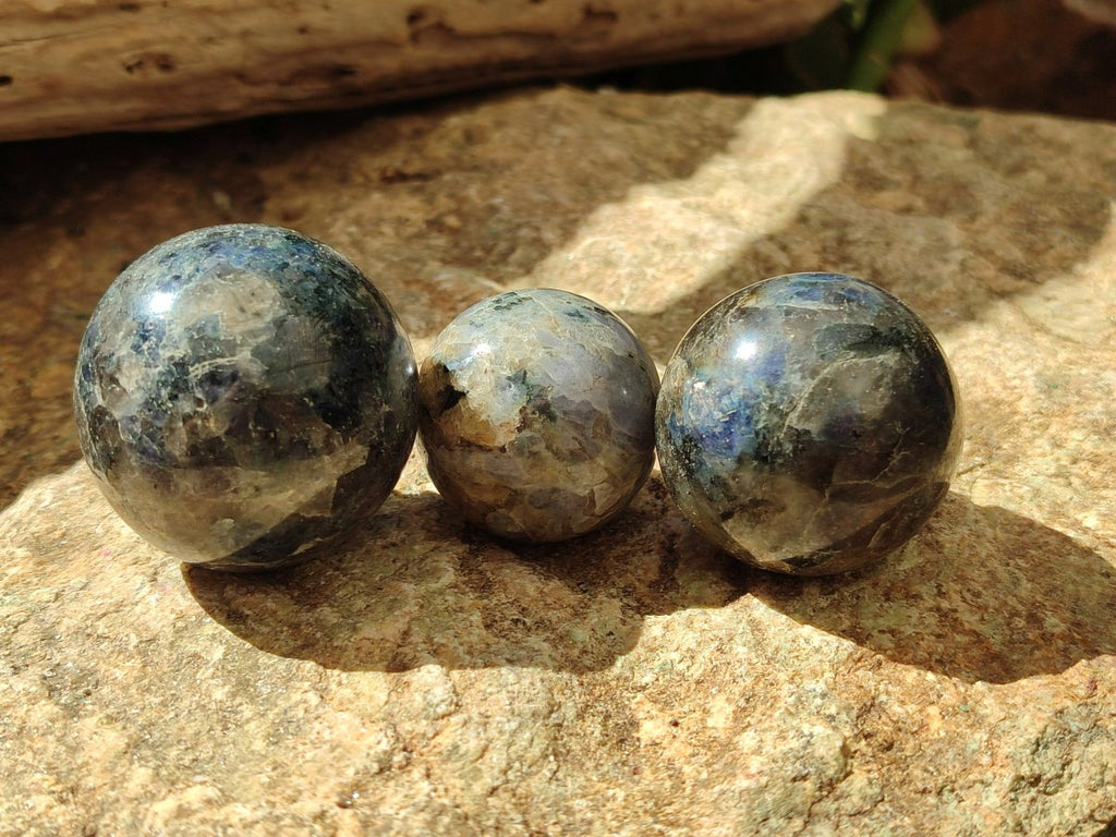 Polished Blue Iolite "Water Sapphire" Spheres x 15 From Madagascar - Toprock Gemstones and Minerals 