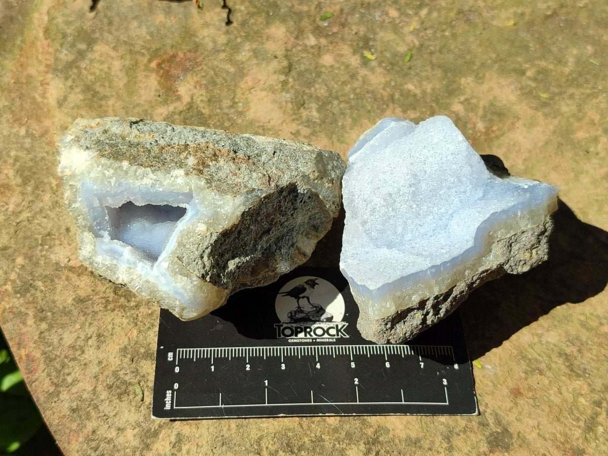 Natural Blue Lace Agate Geode Specimens x 12 From Nsanje, Malawi - Toprock Gemstones and Minerals 