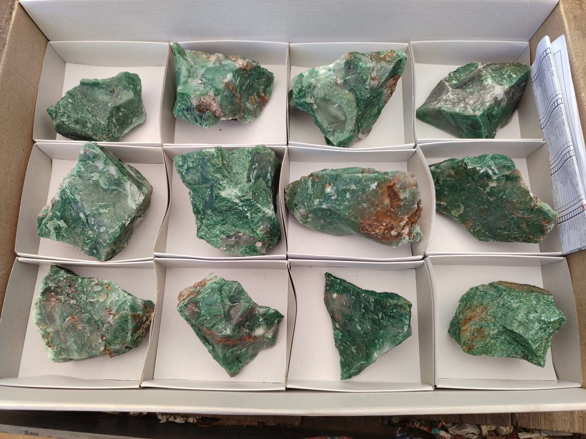 Natural Swazi Jade Cobbed Specimens x 12 From Swaziland - Toprock Gemstones and Minerals 