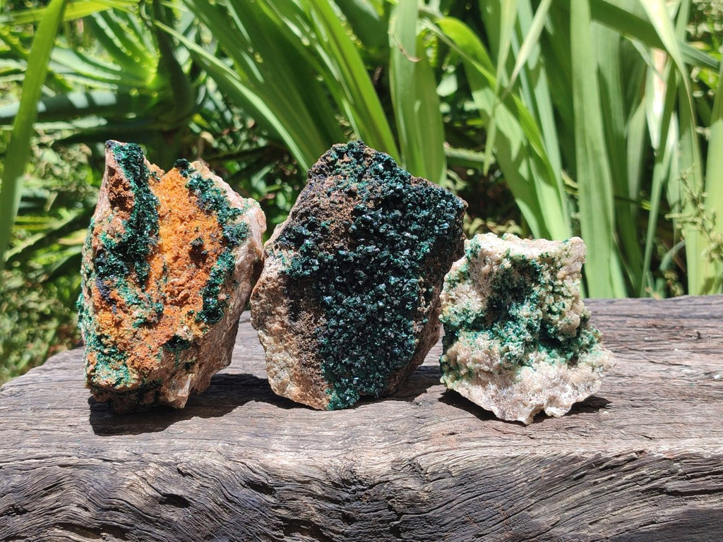 Natural Crystalline Malachite Specimens x 3 From Tenke Fungurume, Congo - Toprock Gemstones and Minerals 