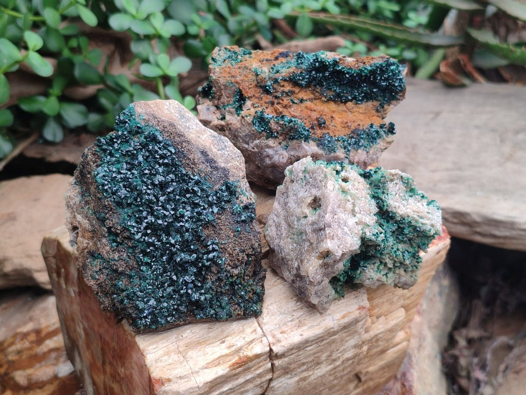 Natural Crystalline Malachite Specimens x 3 From Tenke Fungurume, Congo - Toprock Gemstones and Minerals 