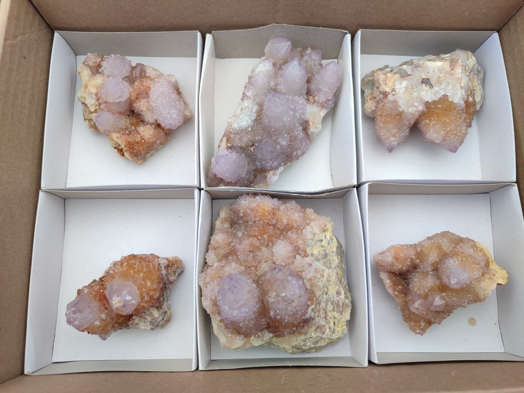 Natural Amethyst and Ametrine Spirit Clusters x 6 From Boekenhouthoek, South Africa