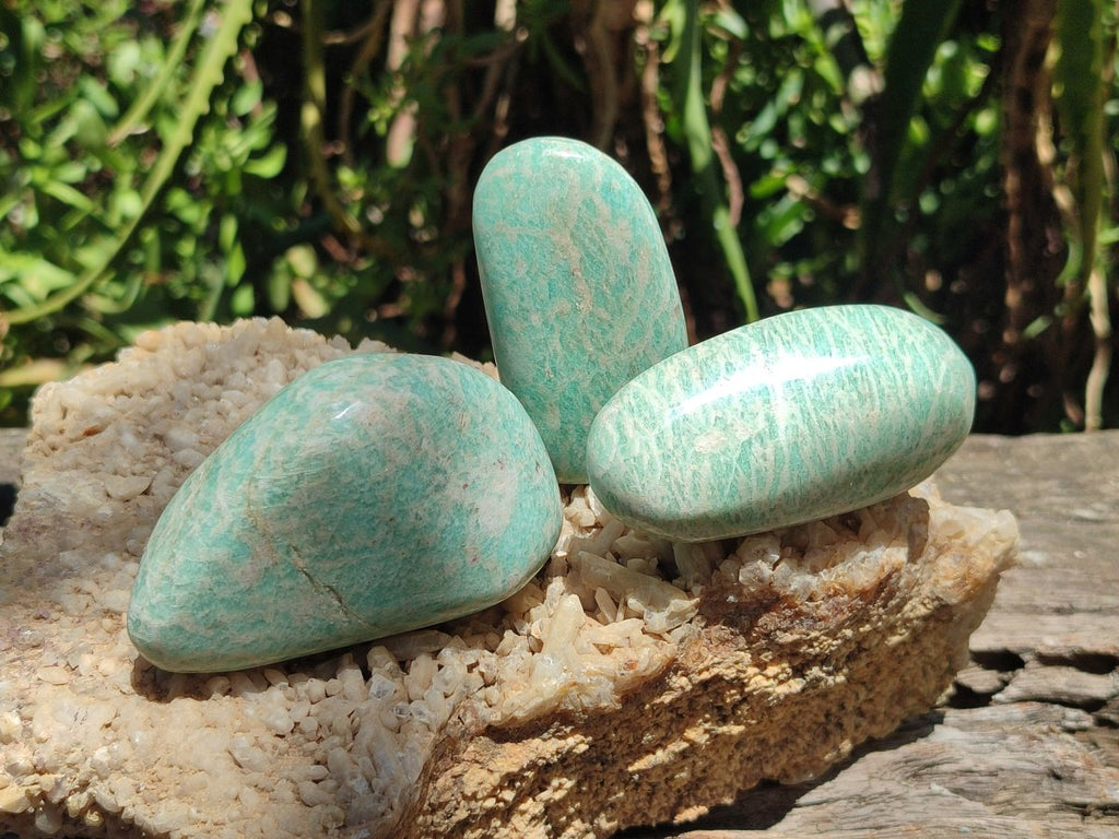 Polished Amazonite Palm Stones x 24 From Zimbabwe
