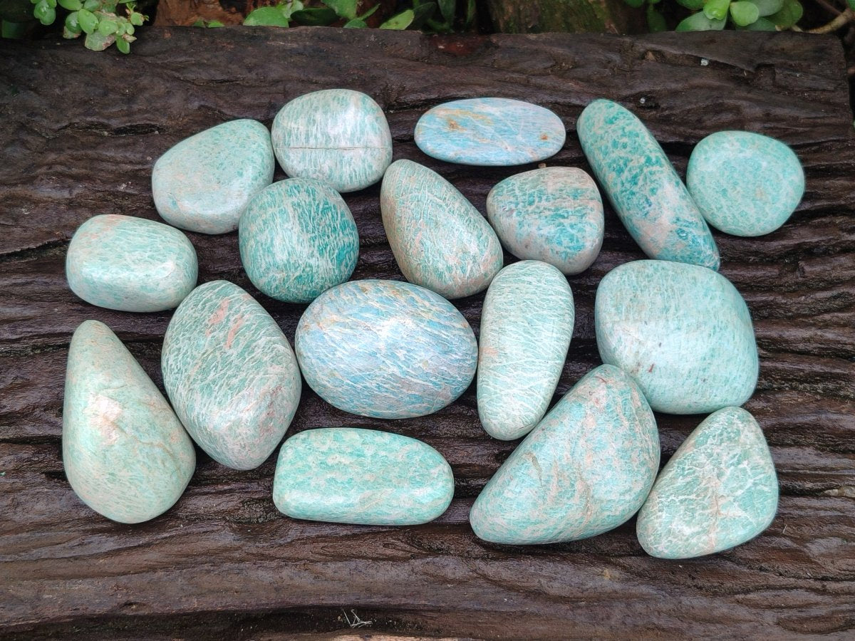 Polished Amazonite Palm Stones x 24 From Zimbabwe