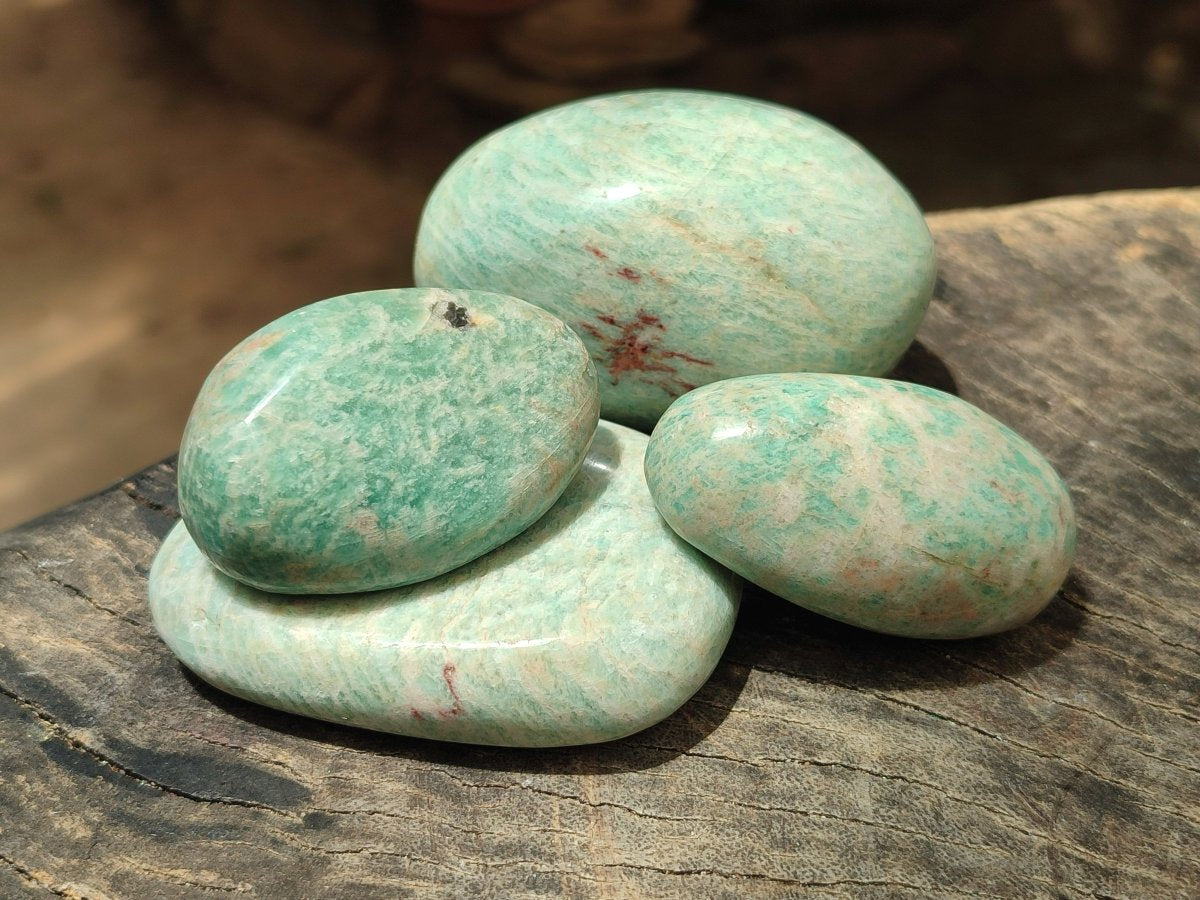 Polished Amazonite Palm Stones x 24 From Zimbabwe