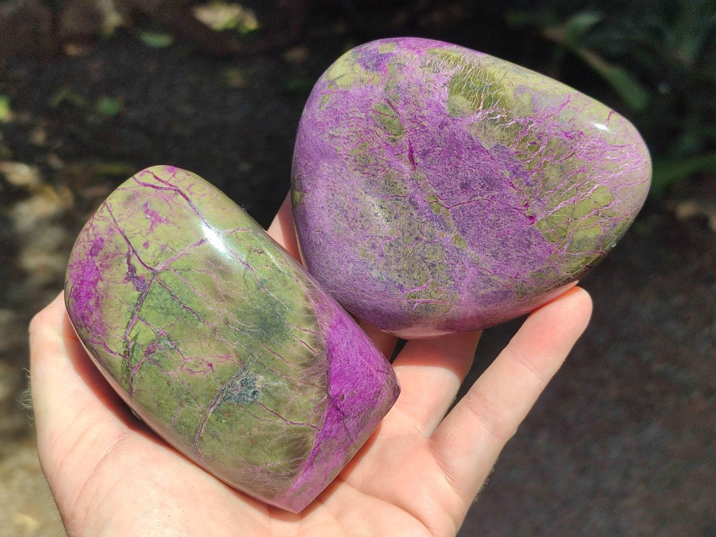 Polished Stichtite Standing Free Forms x 3 From Barberton, South Africa