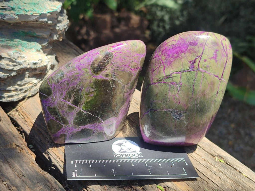 Polished Stichtite Standing Free Forms x 3 From Barberton, South Africa