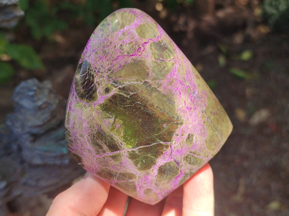 Polished Stichtite Standing Free Forms x 3 From Barberton, South Africa