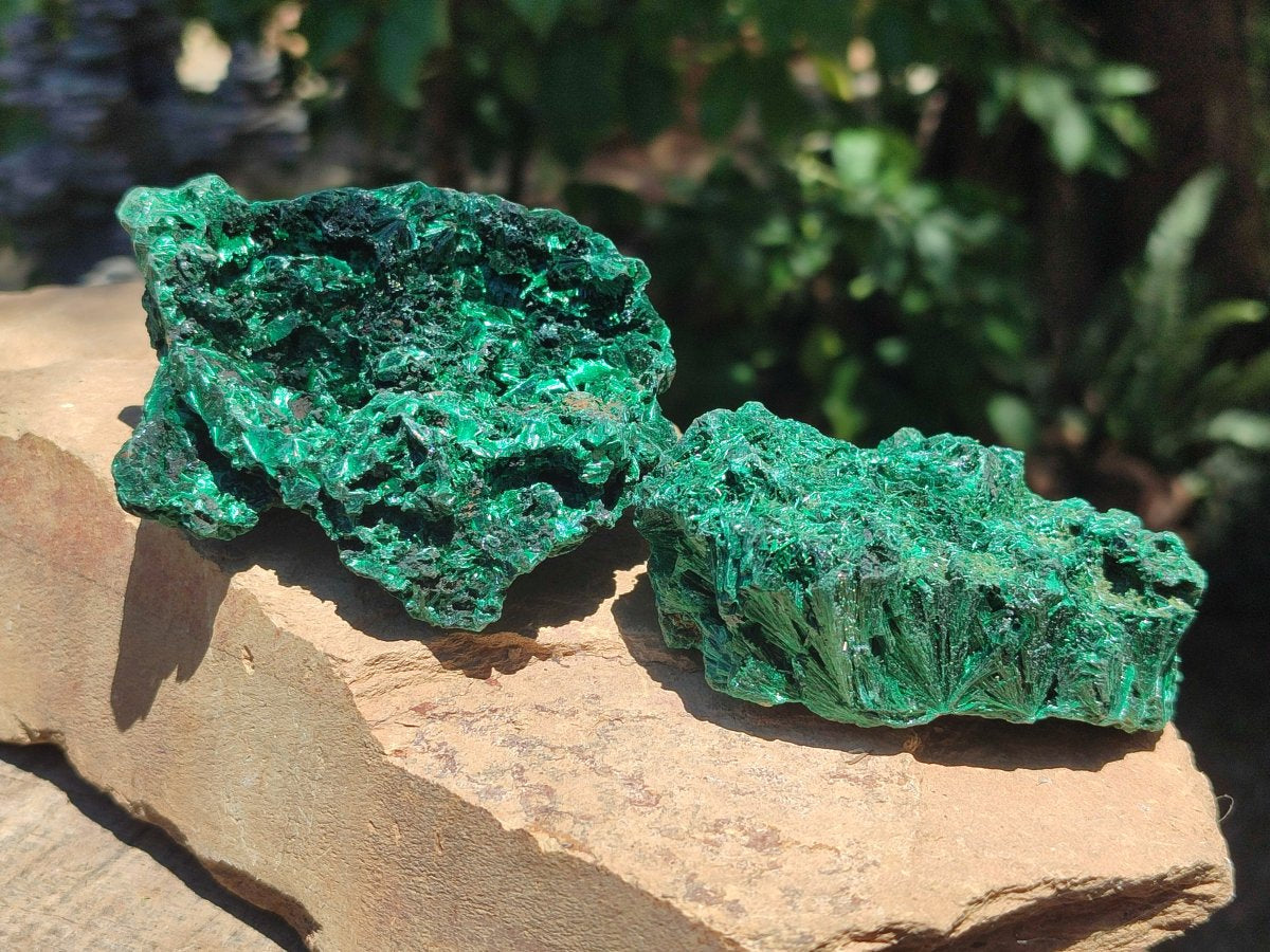 Natural Silky Malachite Specimens x 6 From Kasompe, Congo