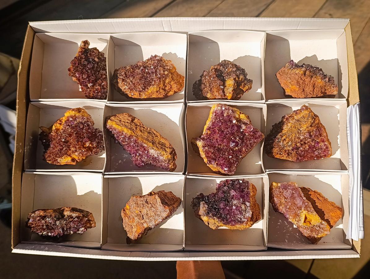 Natural Dark Purple Amethyst Quartz Crystal Plates x 12 From Boekenhouthoek, South Africa