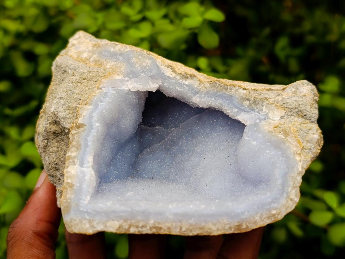 Natural Blue Lace Agate Geode Specimens x 4 From Nsanje, Malawi