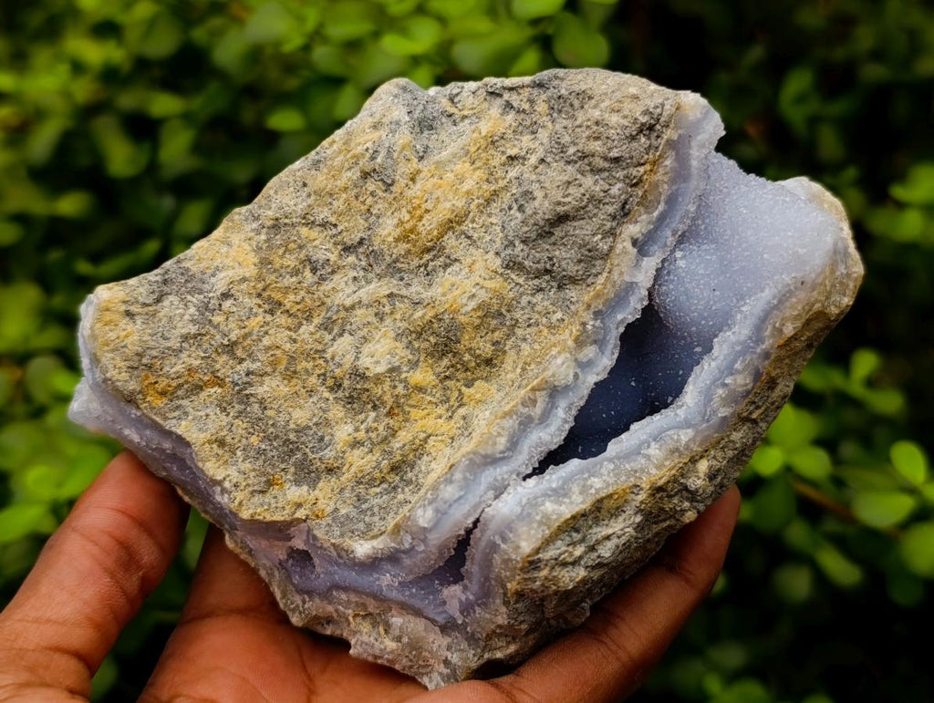 Natural Blue Lace Agate Geode Specimens x 4 From Nsanje, Malawi
