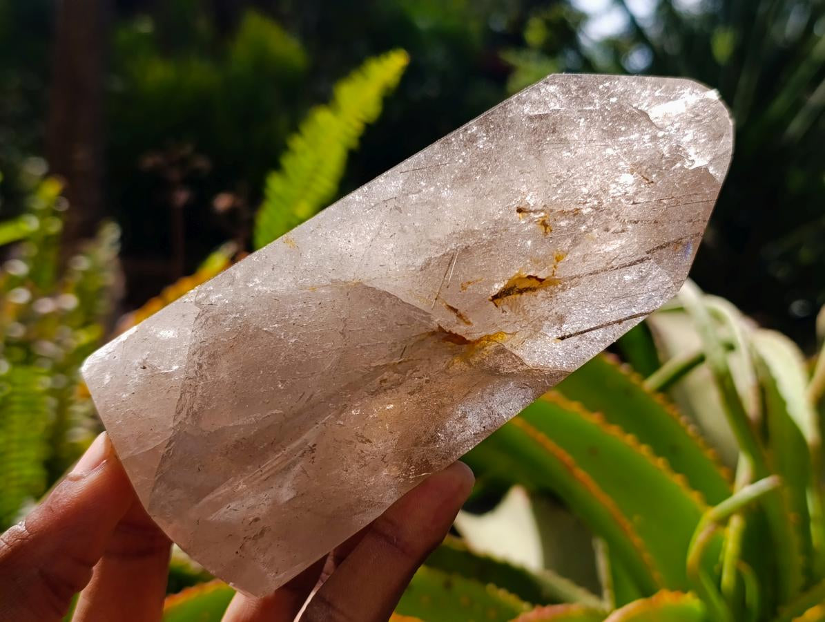 Mixed Polished Smokey And Clear Quartz Crystals x 4 From Madagascar
