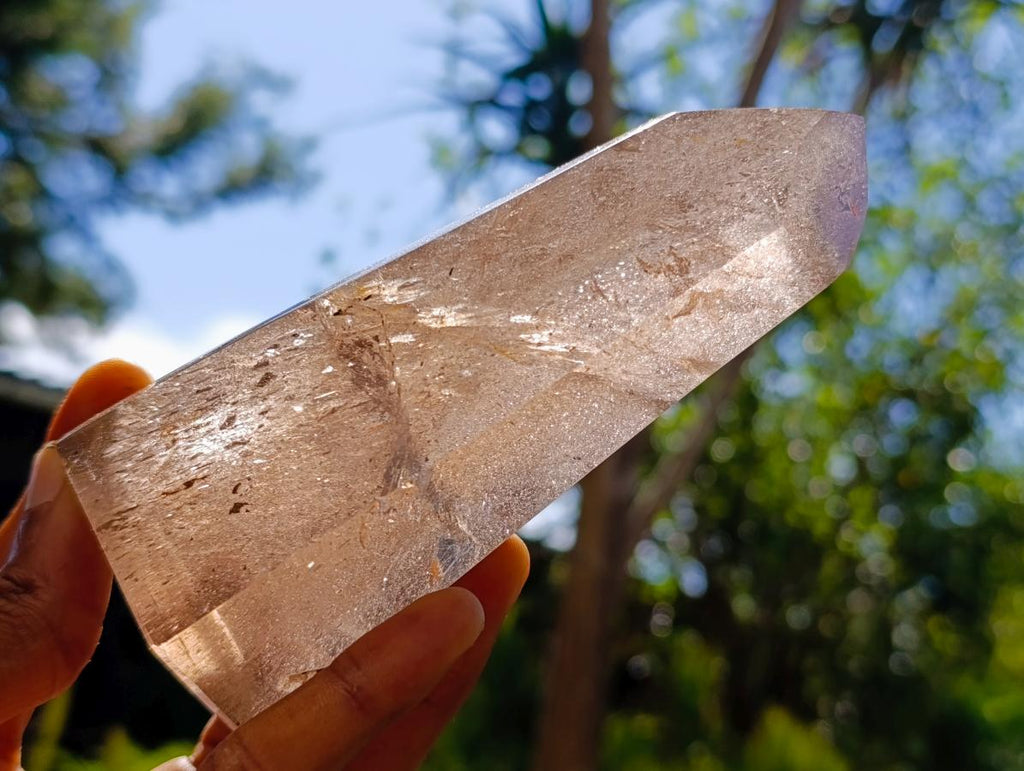 Mixed Polished Smokey And Clear Quartz Crystals x 4 From Madagascar
