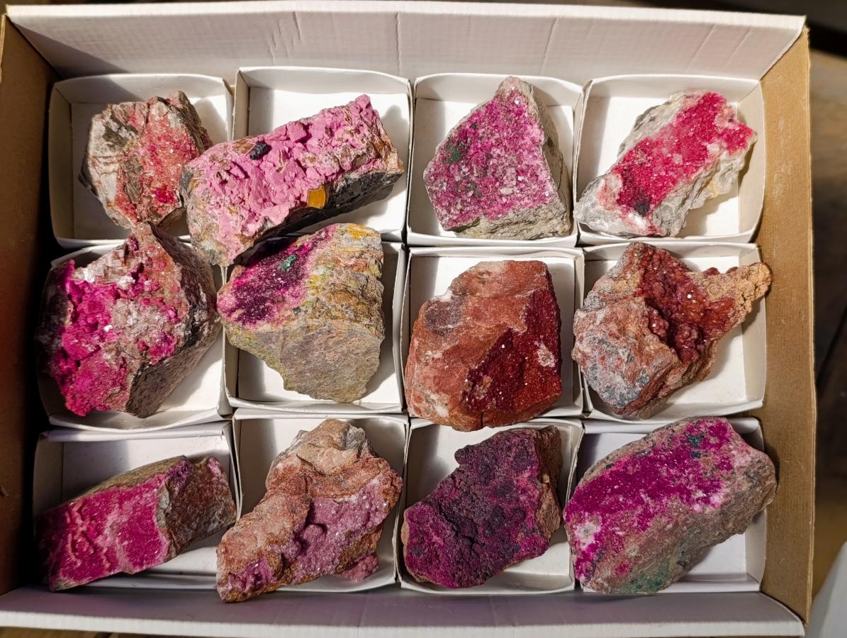 Natural Salrose Cobaltoan Dolomite Specimens x 12 From Kakanda, Congo - Toprock Gemstones and Minerals 