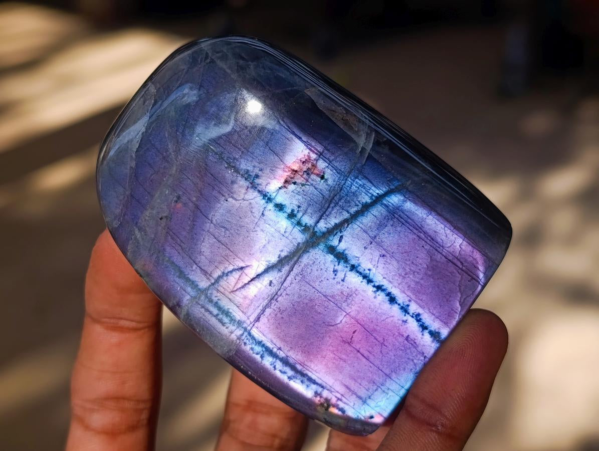 Polished Rare Purple Sunset Flash Labradorite Standing Free Forms x 6 From Madagascar