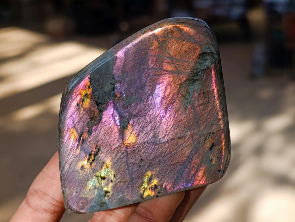 Polished Rare Purple Sunset Flash Labradorite Standing Free Forms x 6 From Madagascar - Toprock Gemstones and Minerals 
