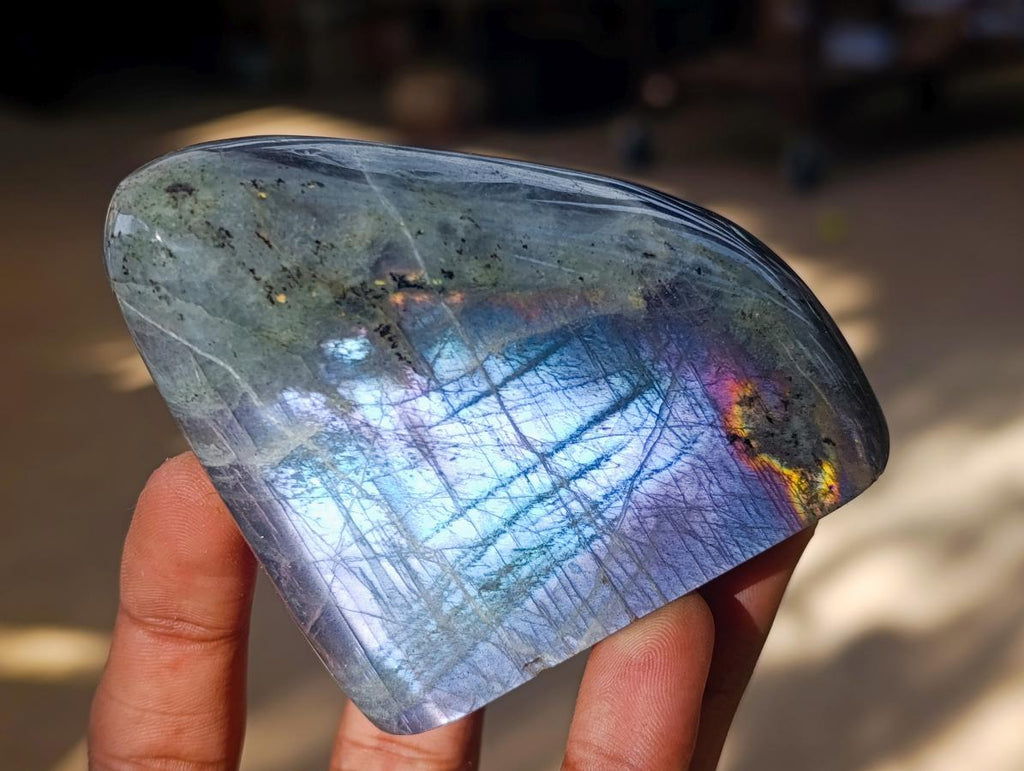Polished Rare Purple Sunset Flash Labradorite Standing Free Forms x 6 From Madagascar - Toprock Gemstones and Minerals 
