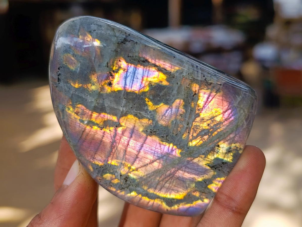 Polished Rare Purple Sunset Flash Labradorite Standing Free Forms x 6 From Madagascar - Toprock Gemstones and Minerals 