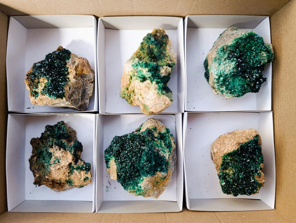 Natural Crystalline Malachite Specimens x 6 From Tenke Fungurume, Congo - Toprock Gemstones and Minerals 