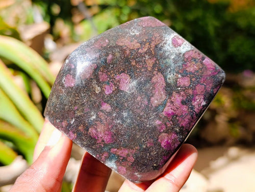 Polished Ruby Corundum In Chrome Verdite Standing Free Forms x 6 From Mutoko, Zimbabwe