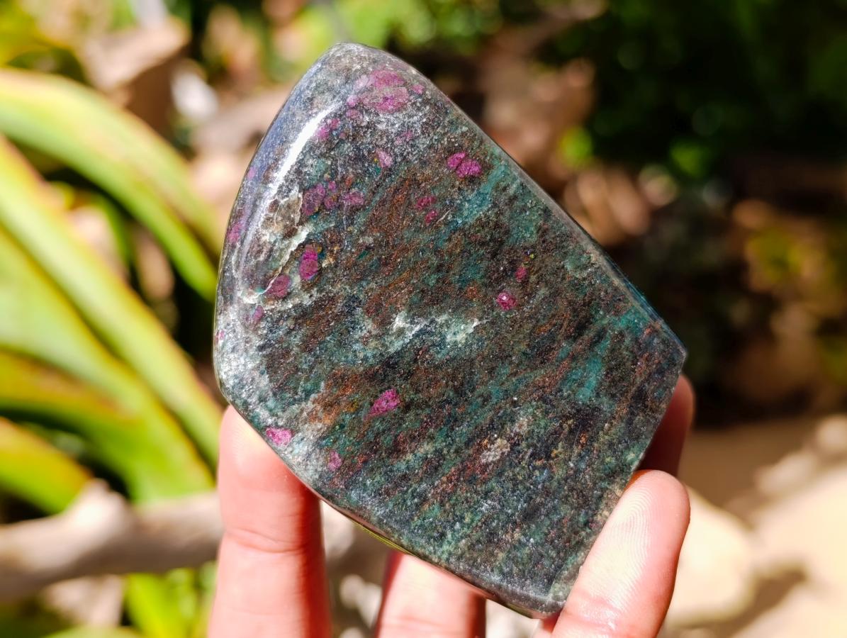 Polished Ruby Corundum In Chrome Verdite Standing Free Forms x 6 From Mutoko, Zimbabwe