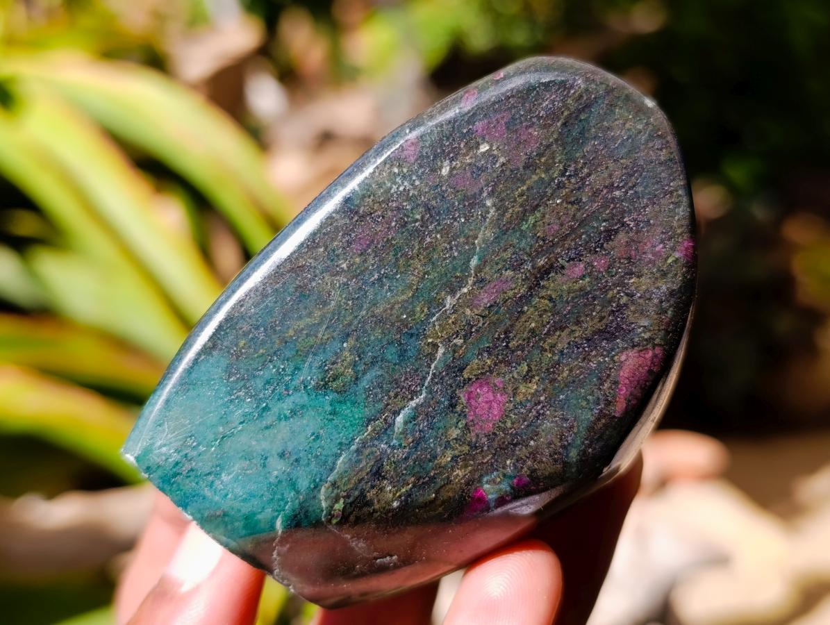 Polished Ruby Corundum In Chrome Verdite Standing Free Forms x 6 From Mutoko, Zimbabwe
