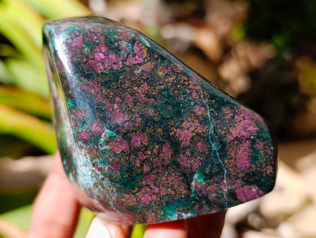 Polished Ruby Corundum In Chrome Verdite Standing Free Forms x 6 From Mutoko, Zimbabwe