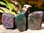 Polished Ruby Corundum In Chrome Verdite Standing Free Forms x 6 From Mutoko, Zimbabwe