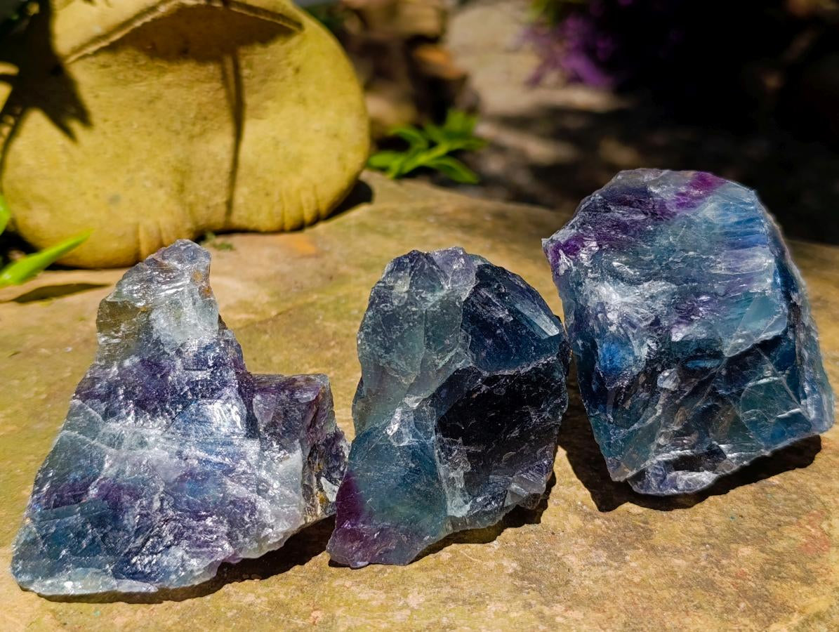 Natural Watermelon Fluorite Cobbed Specimens x 12 From Uis, Namibia