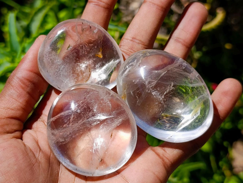 Polished Clear Quartz Crystal Galets x 24 From Madagascar