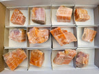 Natural Rhombohedral Sunset Orange Calcite Specimens x 12 From Spitzkop, Namibia - Toprock Gemstones and Minerals 