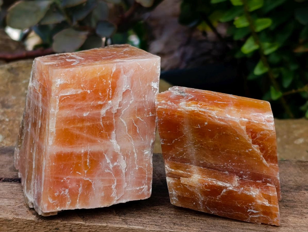 Natural Rhombohedral Sunset Orange Calcite Specimens x 12 From Spitzkop, Namibia - Toprock Gemstones and Minerals 