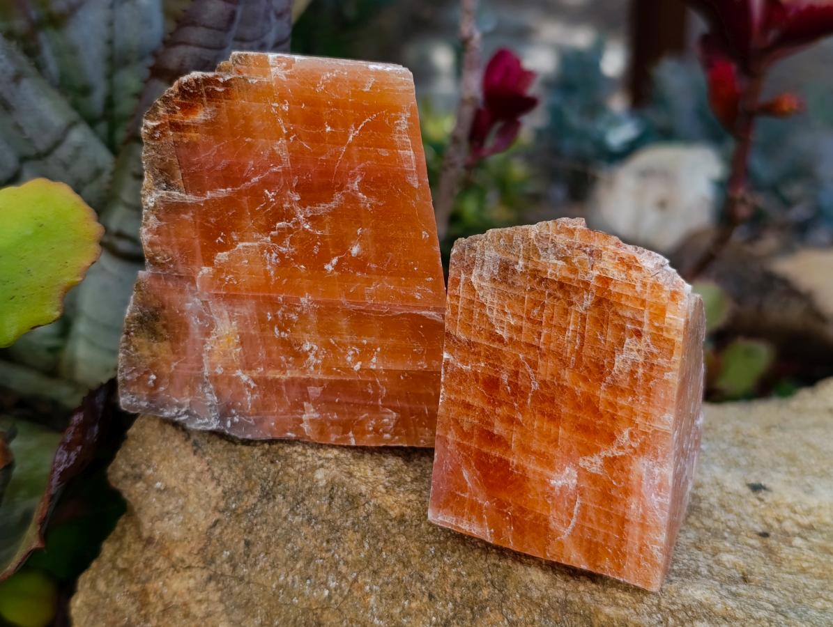 Natural Rhombohedral Sunset Orange Calcite Specimens x 12 From Spitzkop, Namibia - Toprock Gemstones and Minerals 